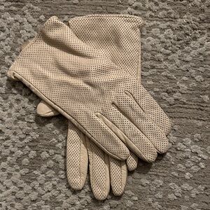 French Connection Light Tan Perforated Gloves